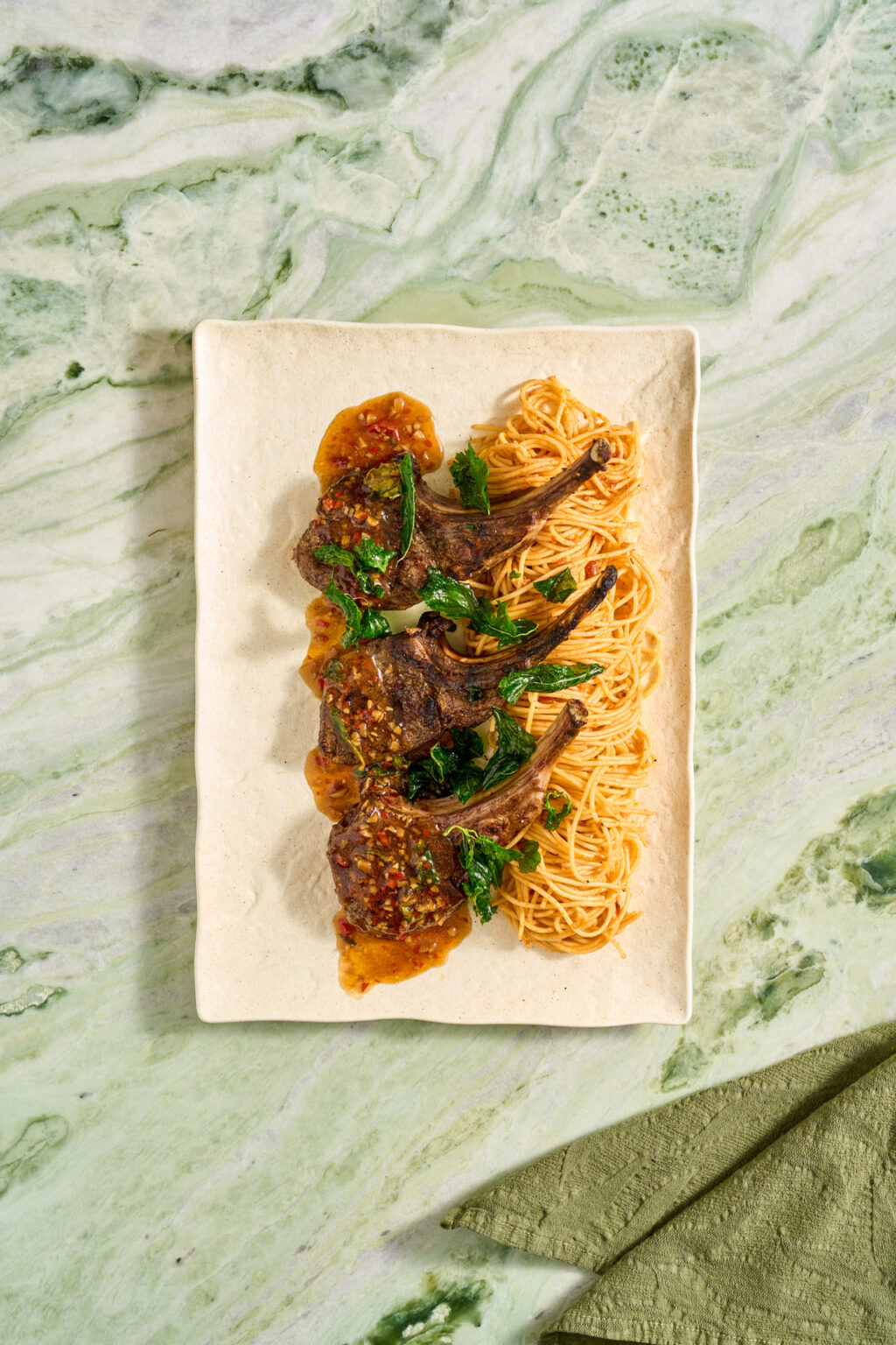 Chilli Basil Lamb Pasta